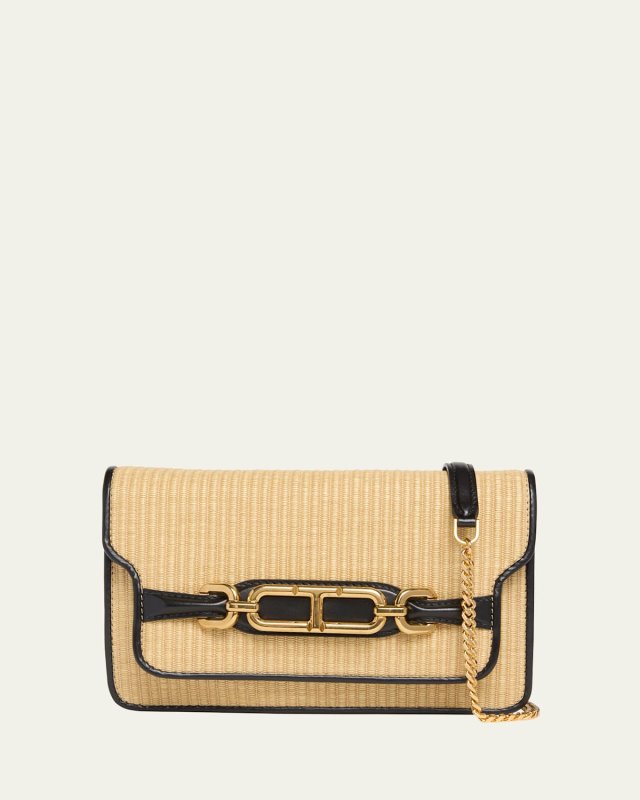 Small Shoulder Bag in Raffia Cotton and Leather